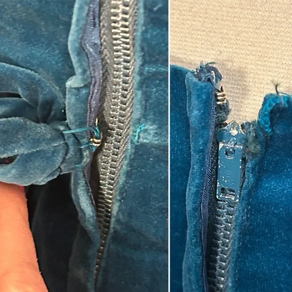 Vintage 1950-60s Teal Blue Velvet Maxi Cocktail Dress Neusteters Denver CO sz XS - Picture 7 of 16